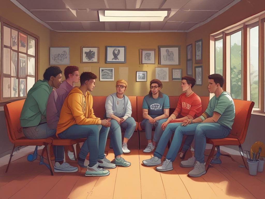 A high resolution depicting a group of LGBTQI youths engaged