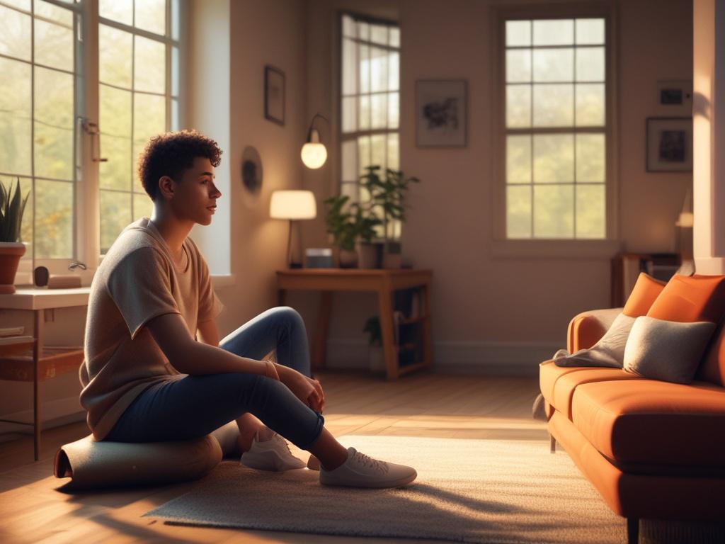 A serene and calming image of a young LGBTQI individual