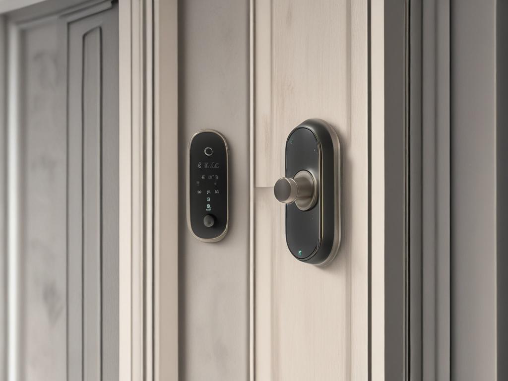 A close up shot of a smart lock mechanism installed