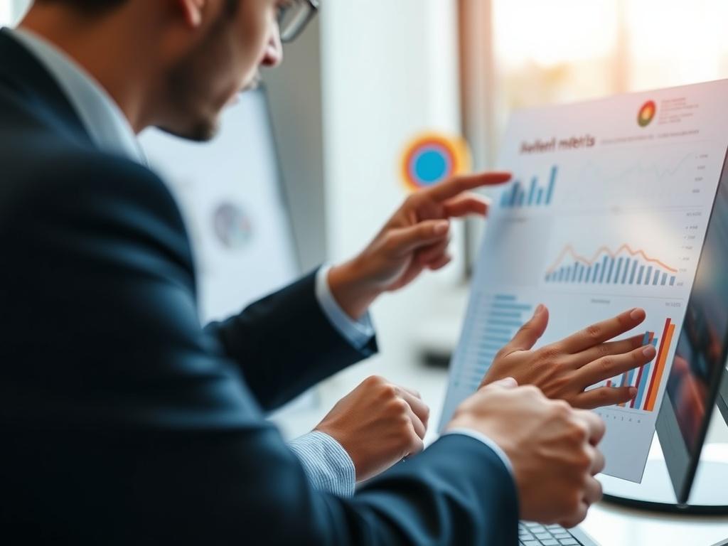 A close-up of a consultant presenting performance metrics to a client, using a digital dashboard. The image should capture the engagement of both parties as they review data together, with a professional setting that emphasizes analysis and strategic thinking.