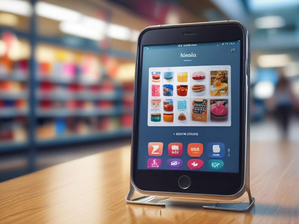 A hyper-realistic close-up shot of a modern digital interface showcasing social commerce features. The screen displays vibrant graphics of social media icons, shopping carts, and user interactions. The background is subtly blurred to emphasize the technology while maintaining a professional and engaging atmosphere. The image should reflect innovation and connectivity, using a color palette that incorporates the rgb(50, 170, 39) primary color.