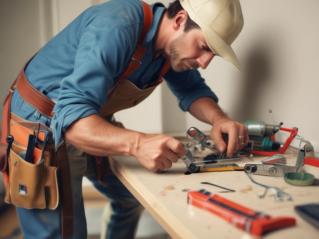 A close up shot of a skilled handyman working on