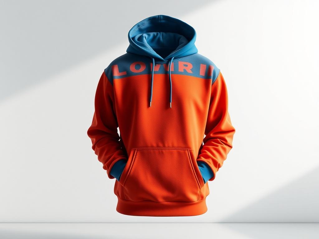 A high-resolution photo of a stylish hoodie displayed against a minimalistic backdrop. The hoodie should showcase a unique design that highlights personalization options. The focus should be on the fabric texture and bold colors, emphasizing comfort and trendiness.