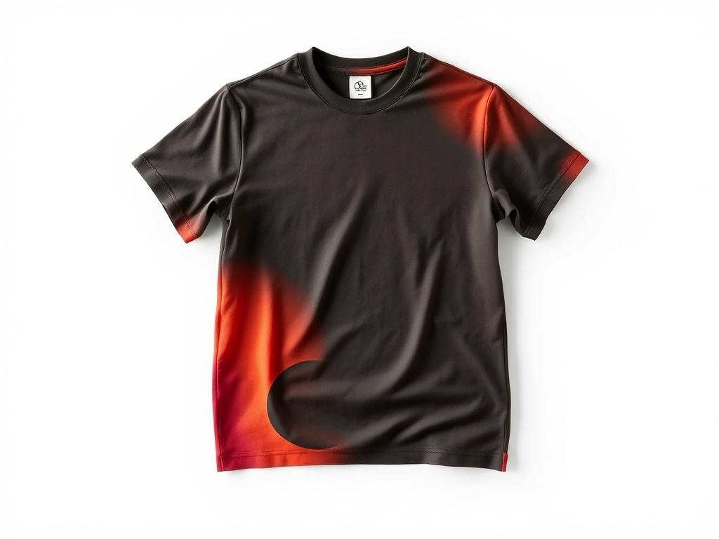 A realistic high-resolution photo of a customized T-Shirt displayed on a simple, clean background. The shirt should feature a vibrant, unique design that represents creativity. The focus should be on the fabric texture and colors, highlighting the comfort and style of the T-Shirt.