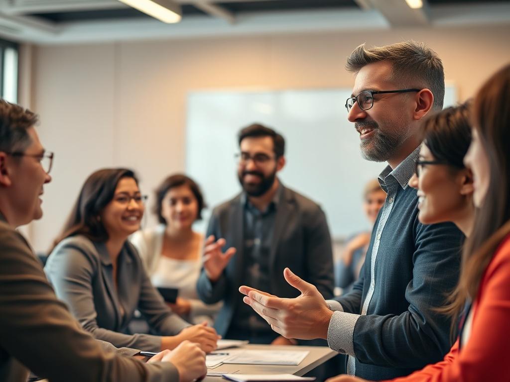 A close up shot of a diverse group of professionals