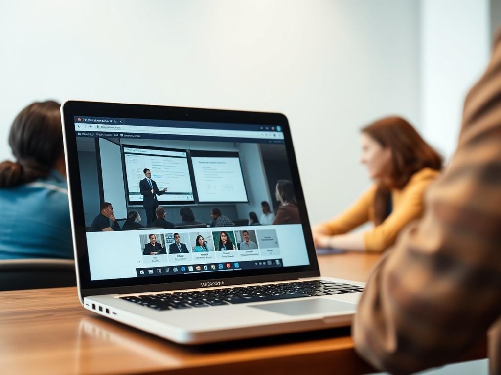 A close up shot of a laptop displaying a virtual