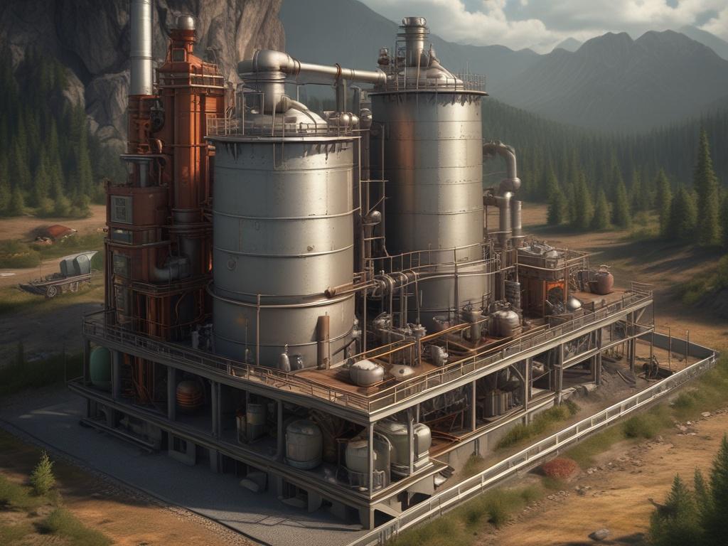 A realistic high resolution image of a pyrolysis reactor, showcasing