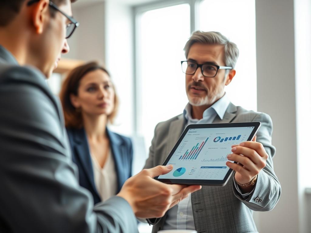 A high resolution close up of a professional consultant engaging