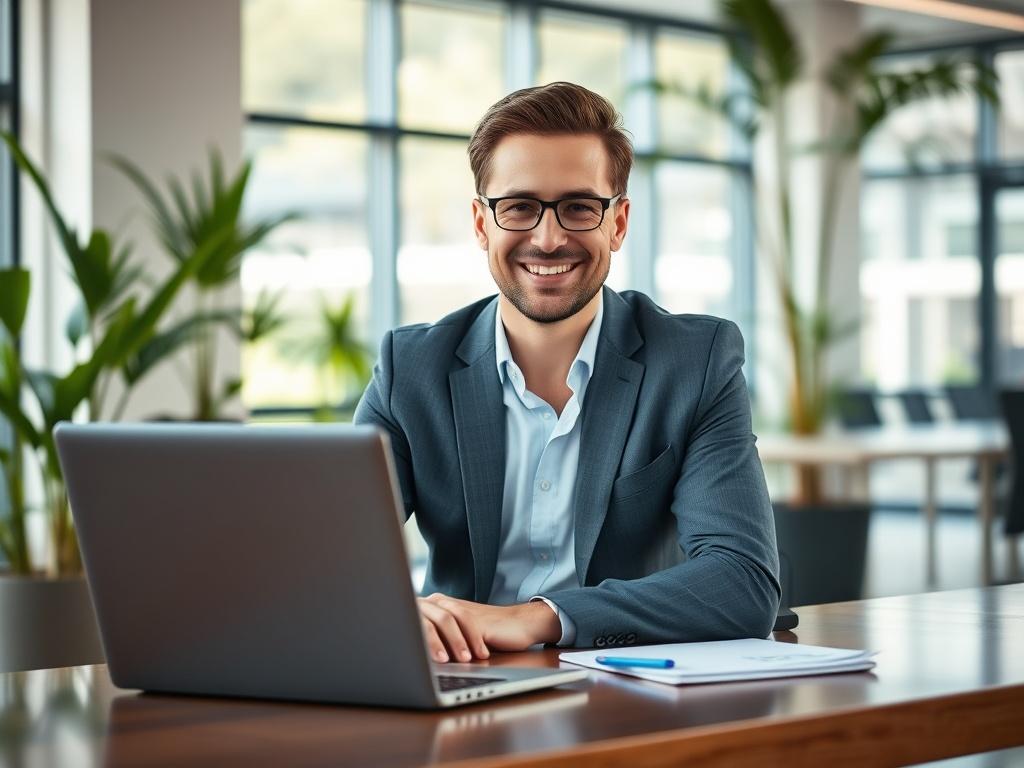 A realistic high resolution of a professional consultant sitting at