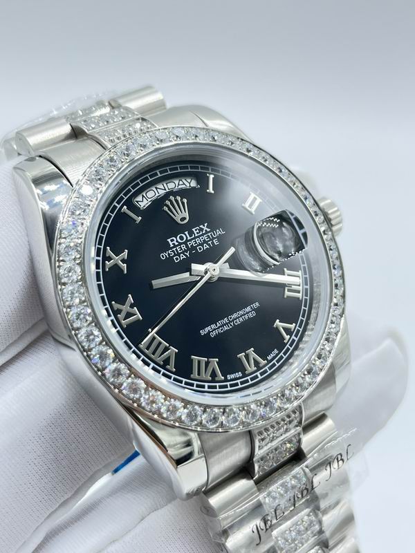 Rolex Day-Date 2 with moissanite in platinum and silver – premium luxury timepiece at SoleLow