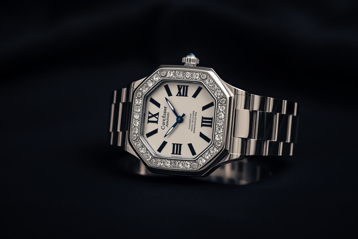 Cartier Santos luxury watch with moissanite – SoleLow premium timepiece