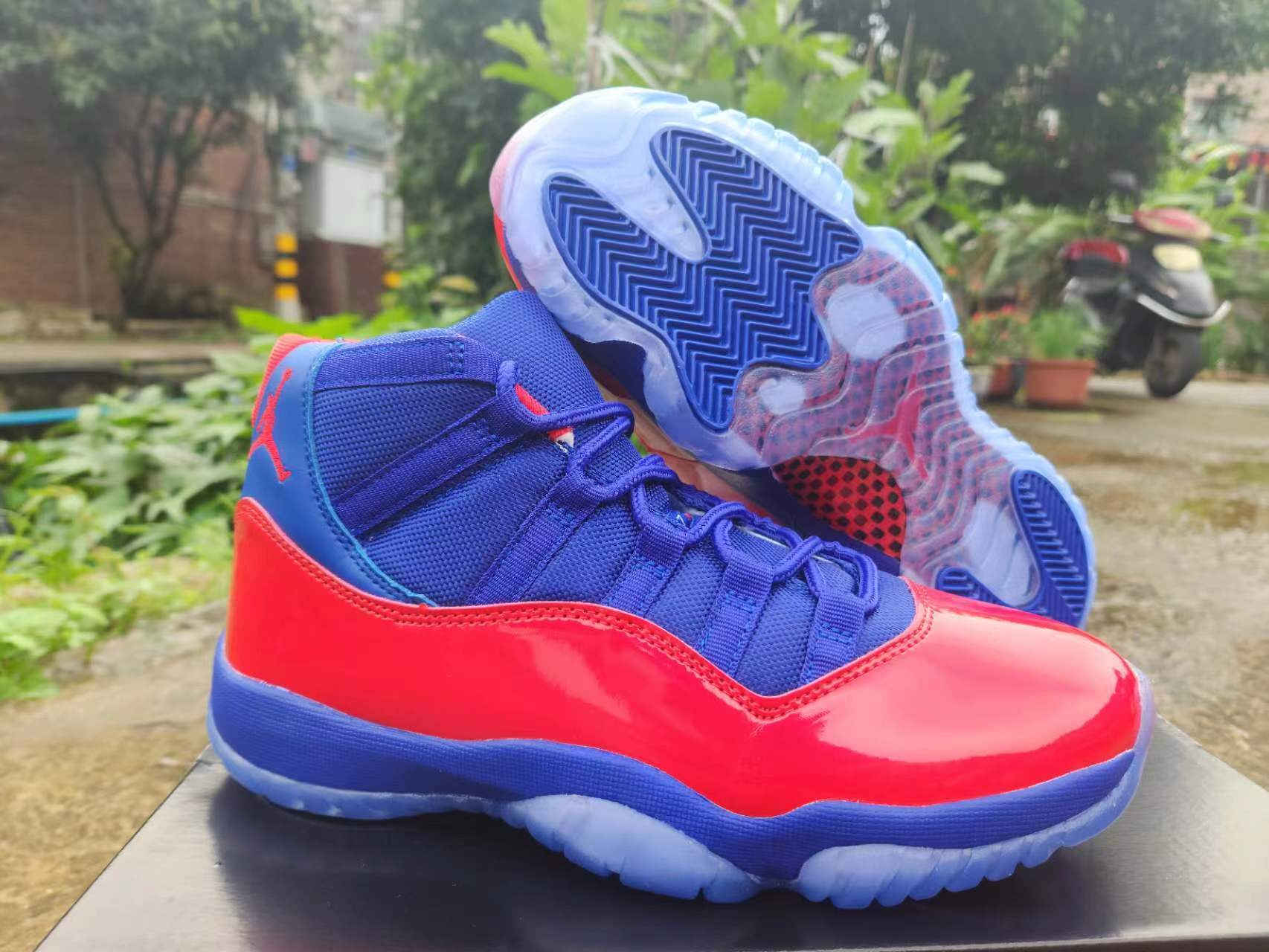 Air Jordan 11 Retro Buffalo Bills Custom Royal Blue White Gold angle 2 – premium QC stock at SoleLow