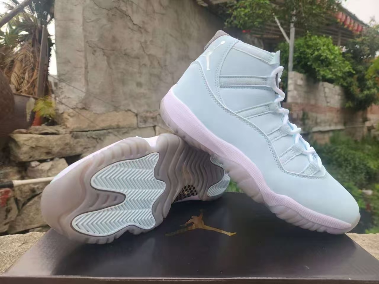 Air Jordan 11 Retro Football Blue Custom Light Blue White – premium QC stock at SoleLow