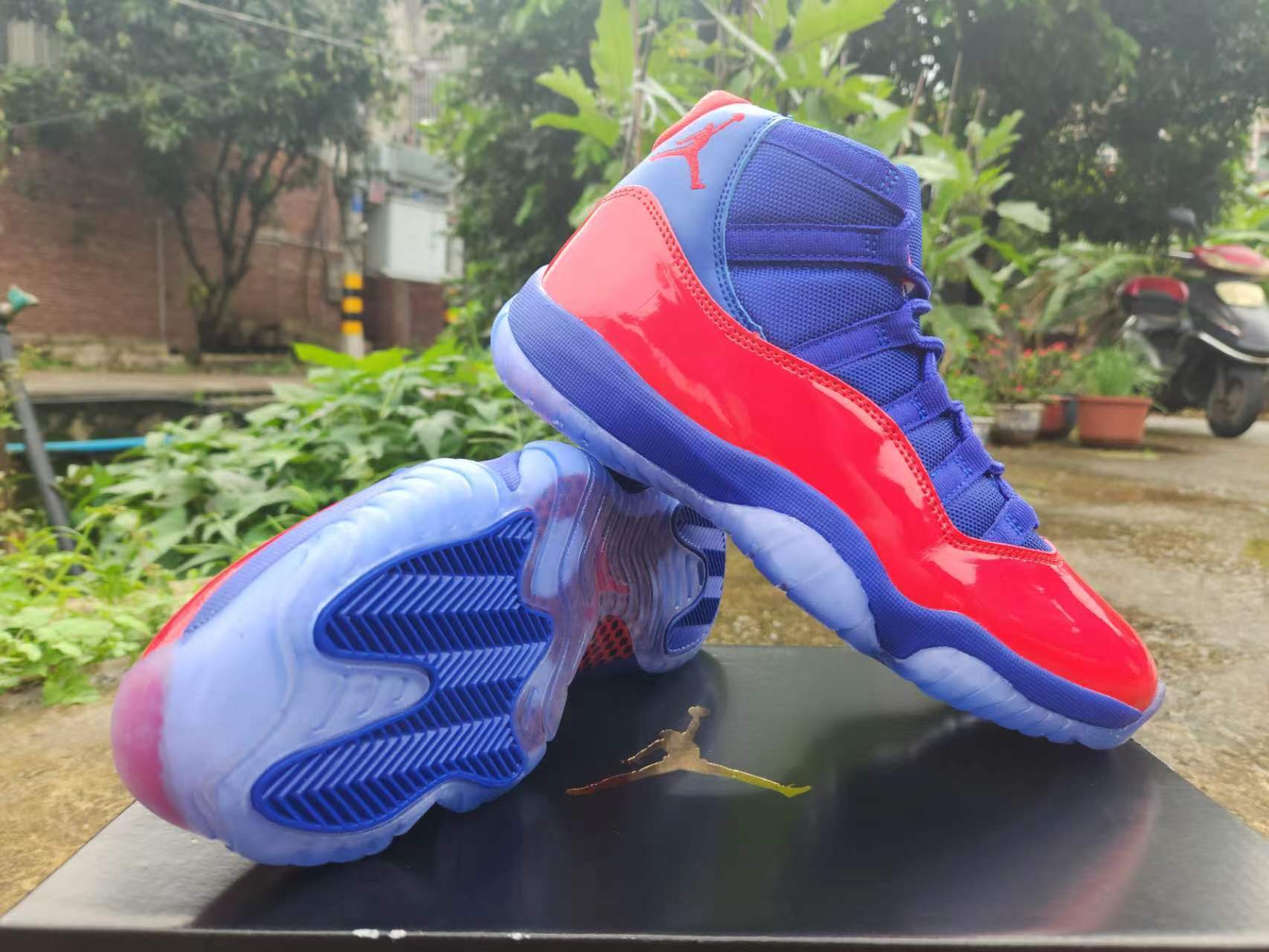 Air Jordan 11 Retro Buffalo Bills Custom Royal Blue White Gold – premium QC stock at SoleLow