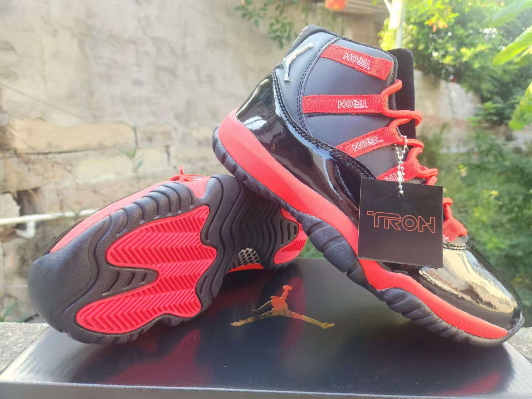 Air Jordan 11 Retro Tron Ares Custom Black Varsity Red – premium QC stock at SoleLow