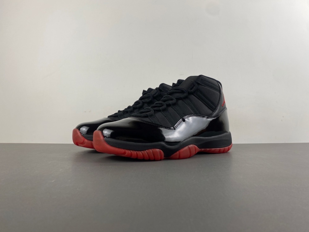 Air Jordan 11 Retro Dirty Bred Custom Black Varsity Red – premium QC stock at SoleLow