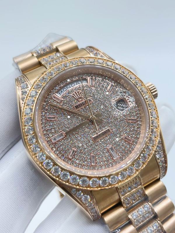 Rolex Day-Date with moissanite in 14k gold – premium luxury timepiece at SoleLow