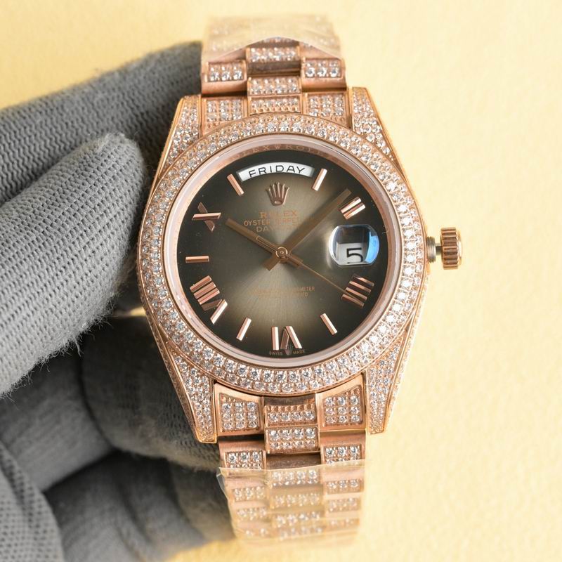 Rolex DateJust Arabic alternate view with moissanite in sterling silver – premium luxury timepiece at SoleLow