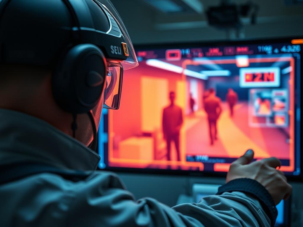 A hyper realistic close up of a terahertz imaging system