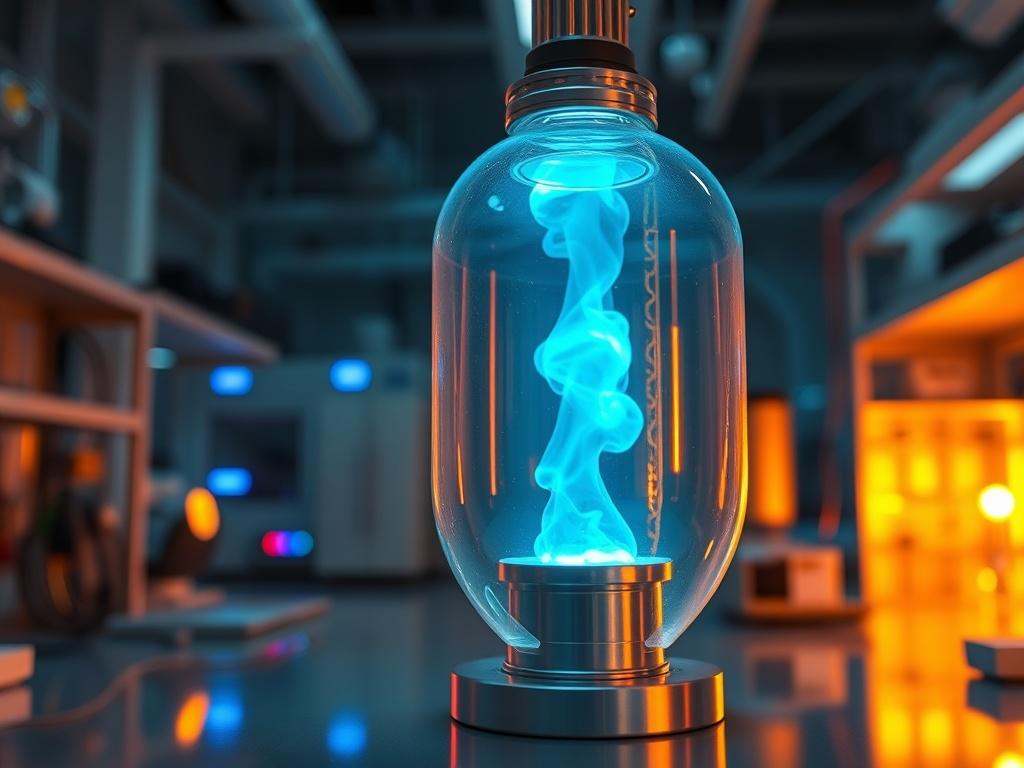 A close up shot of a plasma chamber in a