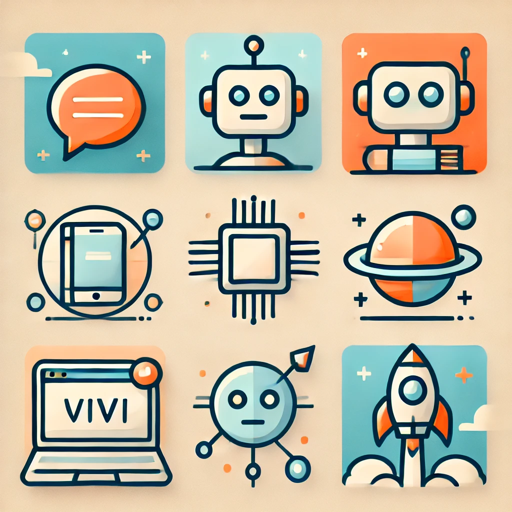 dall·e 2025-03-21 10.44.07 - a set of clean, minimalistic flat icons designed to match the 'vivi' logo, featuring a pale blue and warm orange color palette. the icons should inclu.webp