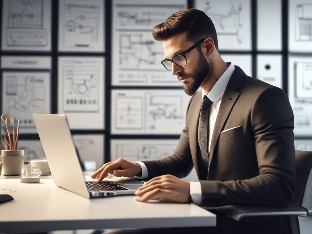 A close up shot of a confident marketing professional using