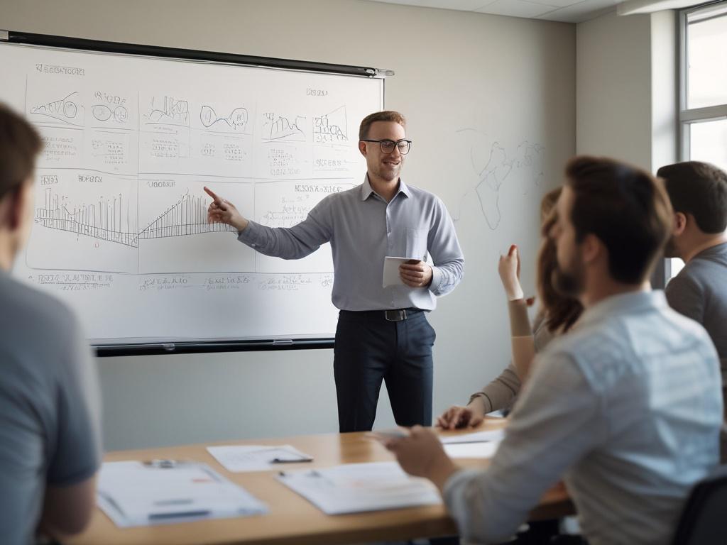 A close up shot of a passionate instructor teaching a