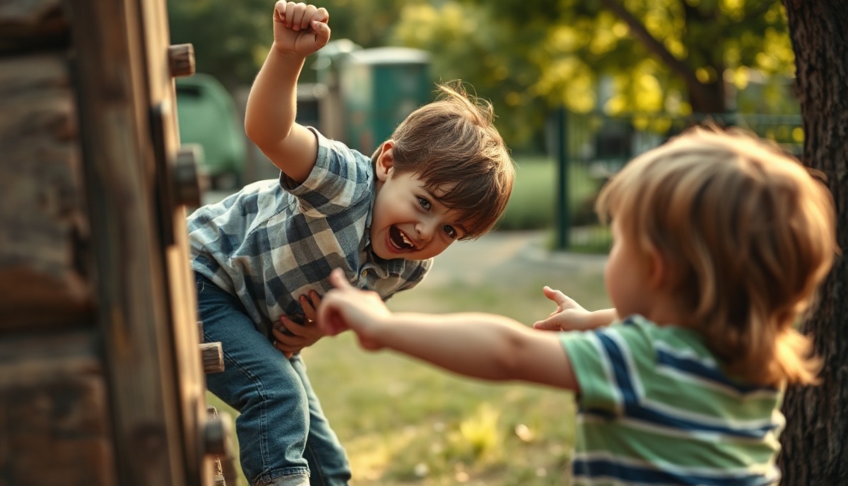 Child overcoming challenge with support