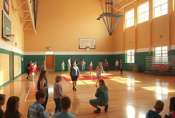 School gym or athletic facility with group