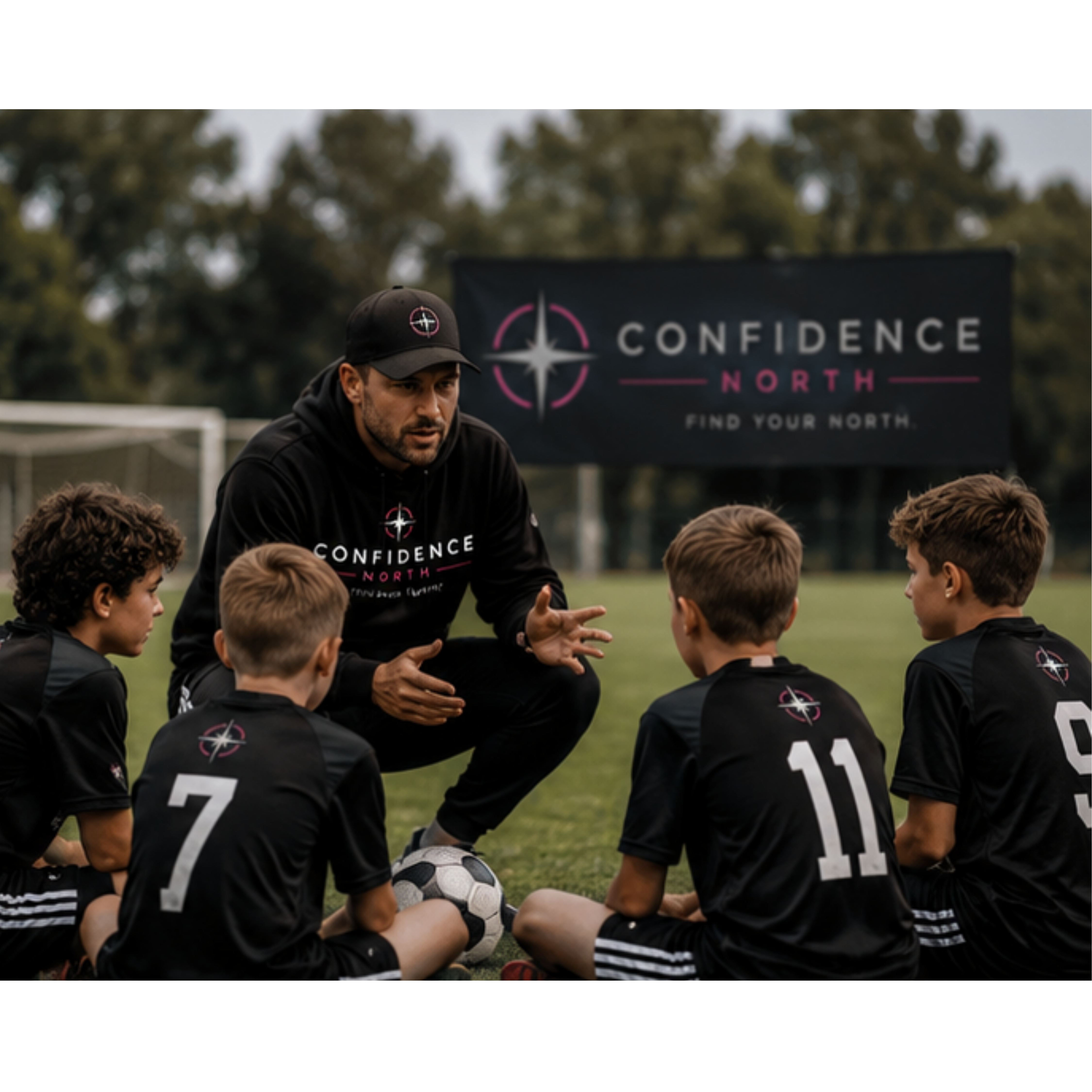 Coach leading activity with kids