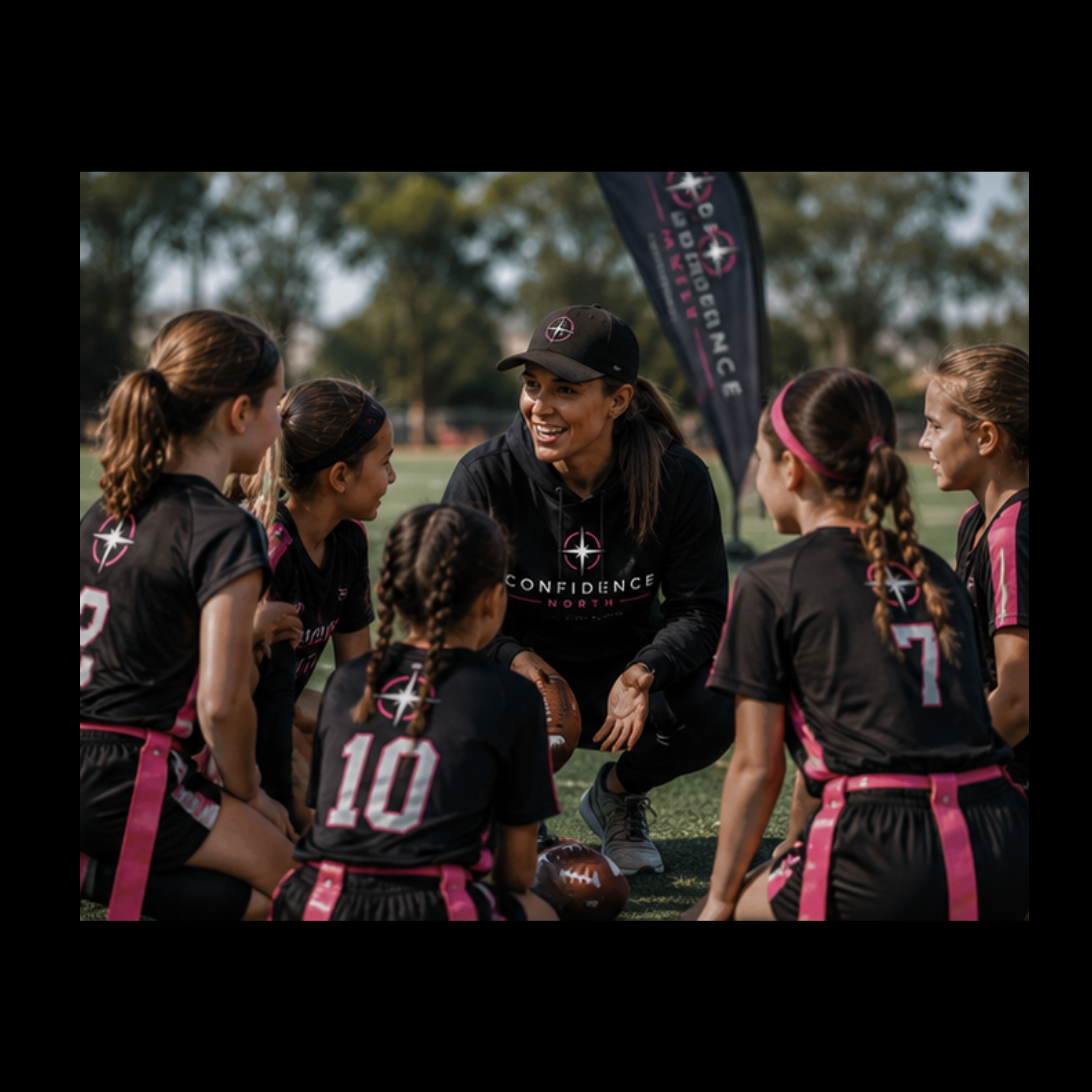Coach teaching young athletes
