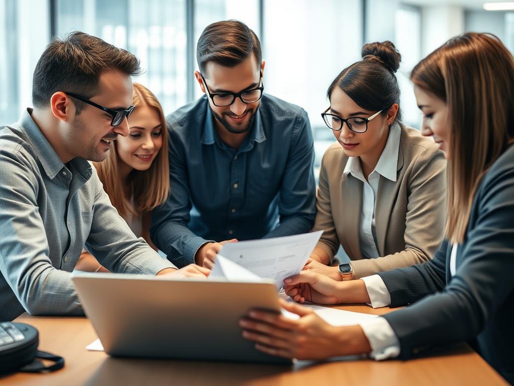 A close up shot of a diverse team of IT