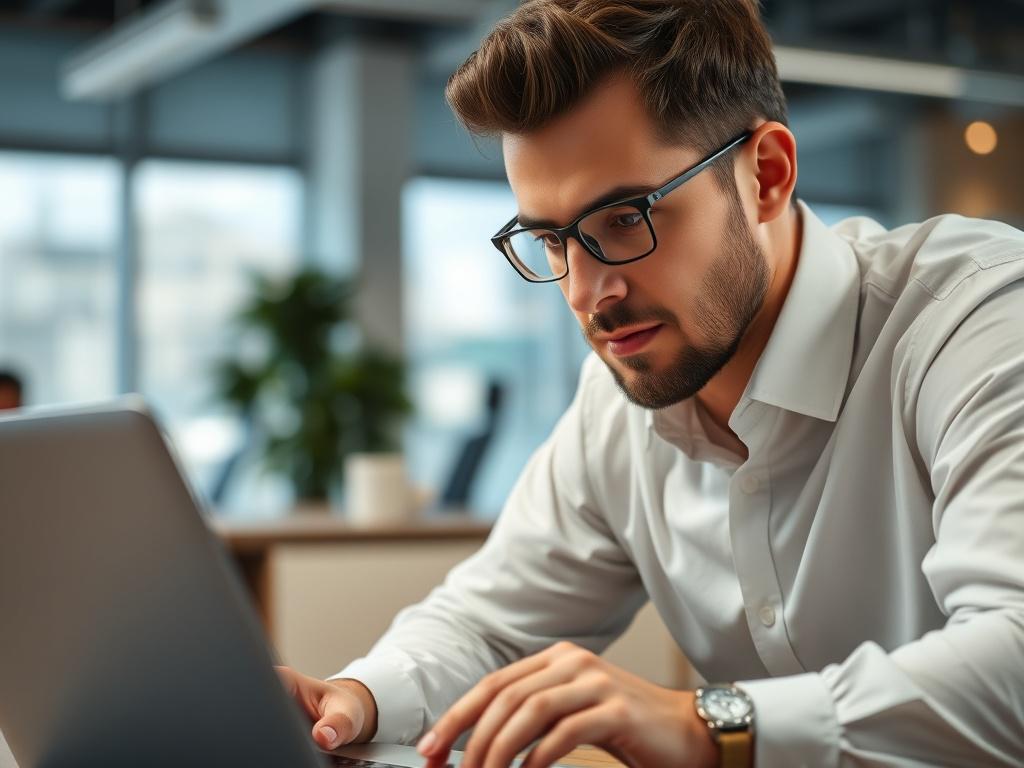 A close up shot of a professional IT consultant working