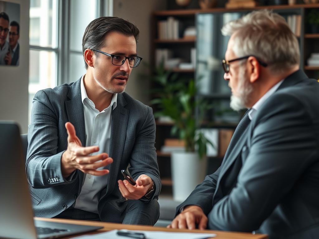 A close up shot of an IT consultant receiving advice