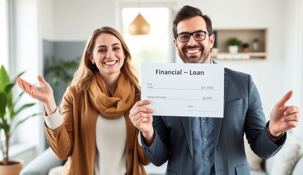 Happy couple celebrating loan approval