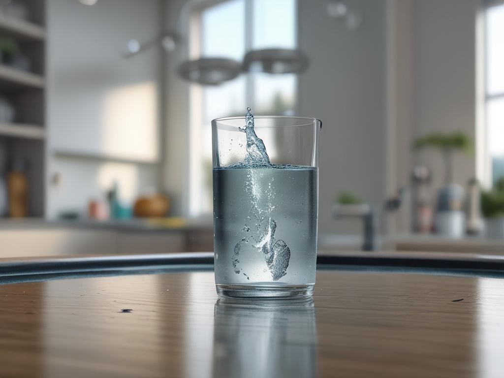 **AI Image Generation Prompt:**

Create a realistic high-resolution photo that captures the essence of water quality concerns in a household setting. The image should focus on a single, clear subject: a glass of pristine, crystal-clear water placed on a kitchen countertop. The glass should be filled with water, reflecting light beautifully, showcasing its clarity and purity. 

In the background, subtly incorporate the elements of a home in Suffolk, NY: a well-kept kitchen with soft, natural lighting seeping