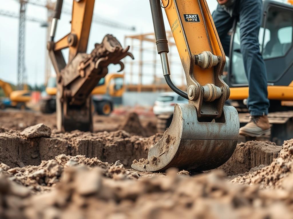 A close up shot of a skilled excavator operator carefully