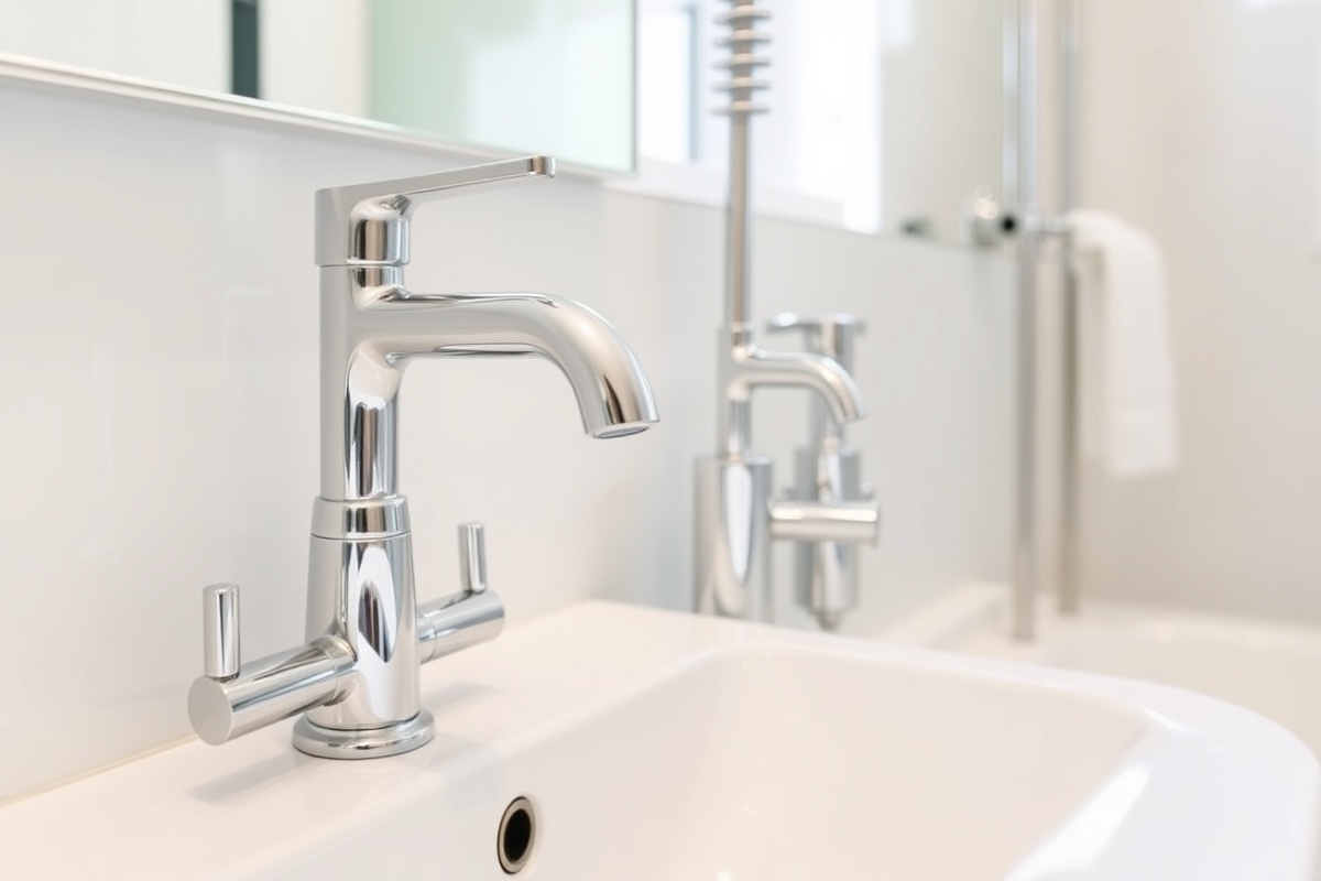 Modern residential bathroom with fresh plumbing fixtures