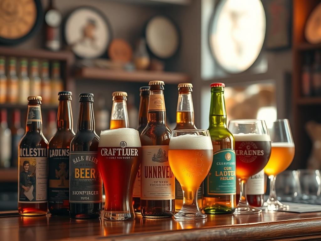 A realistic high resolution of an assortment of craft beer