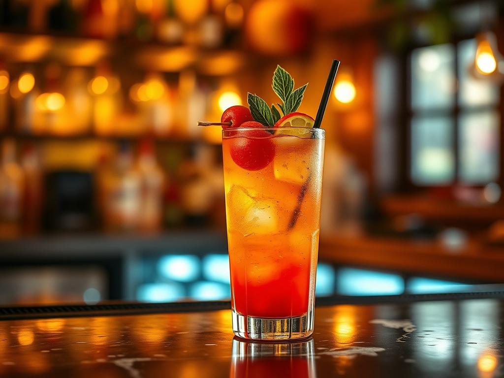 A realistic high resolution of a beautifully garnished cocktail on