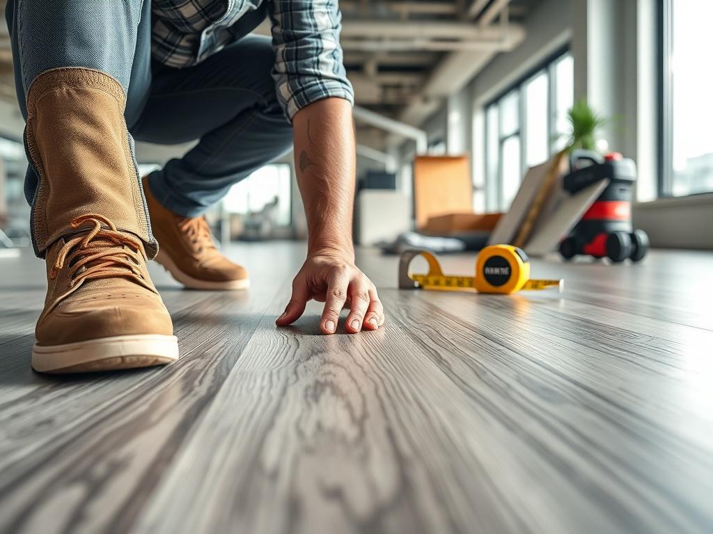 A close up shot of a professional contractor installing commercial