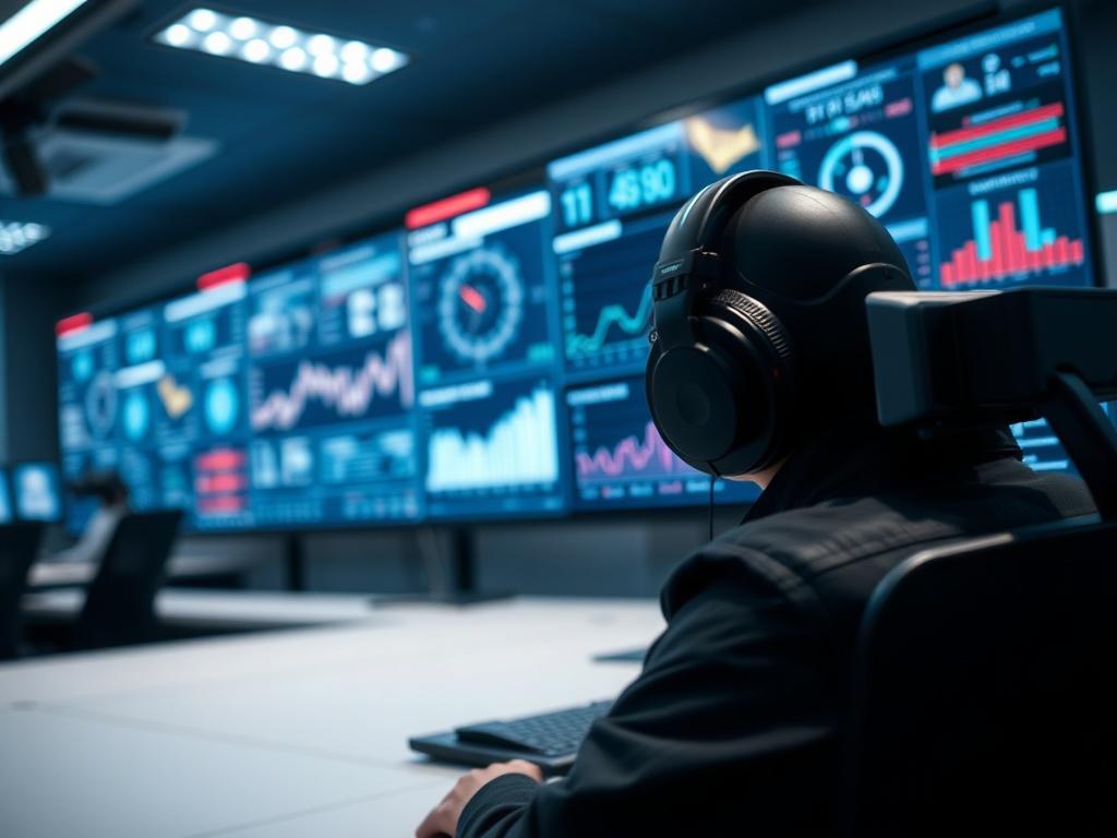 A detailed close up of a security monitoring system displaying