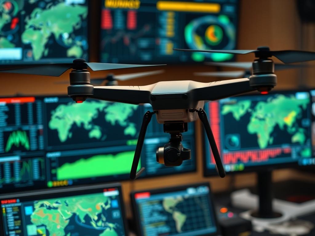 A close up shot of a drone management system interface,