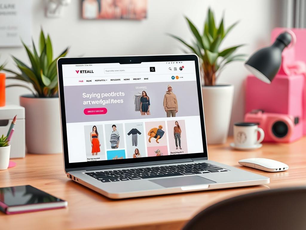 A photorealistic, high resolution image of a modern, organized workspace