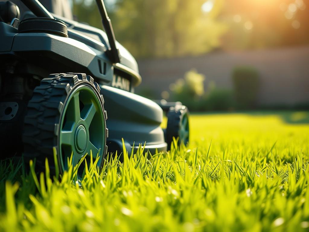 A close up shot of a lush green lawn being