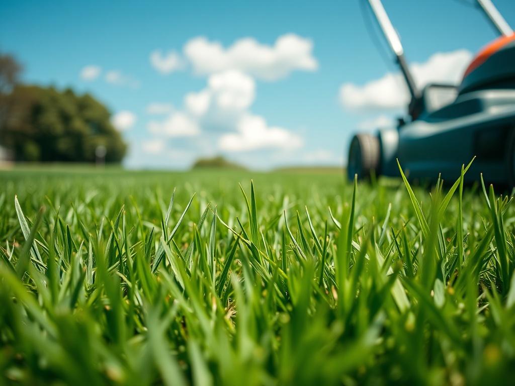 A close up shot of a freshly mowed lawn with