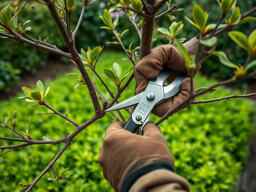 A close up shot of a tree being trimmed, focusing
