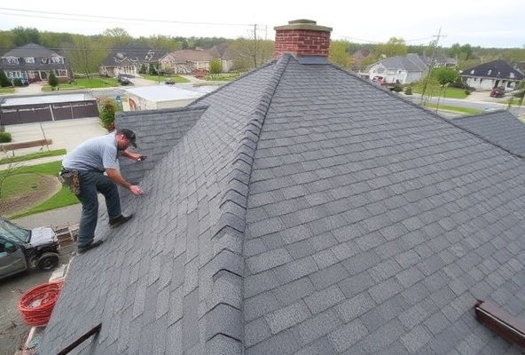 Professional roofing installation in progress