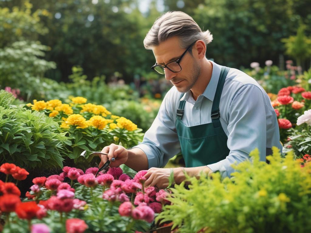 a close up shot of a horticulturist tending to a