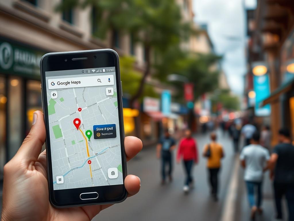 A vibrant image of a smartphone displaying Google Maps with